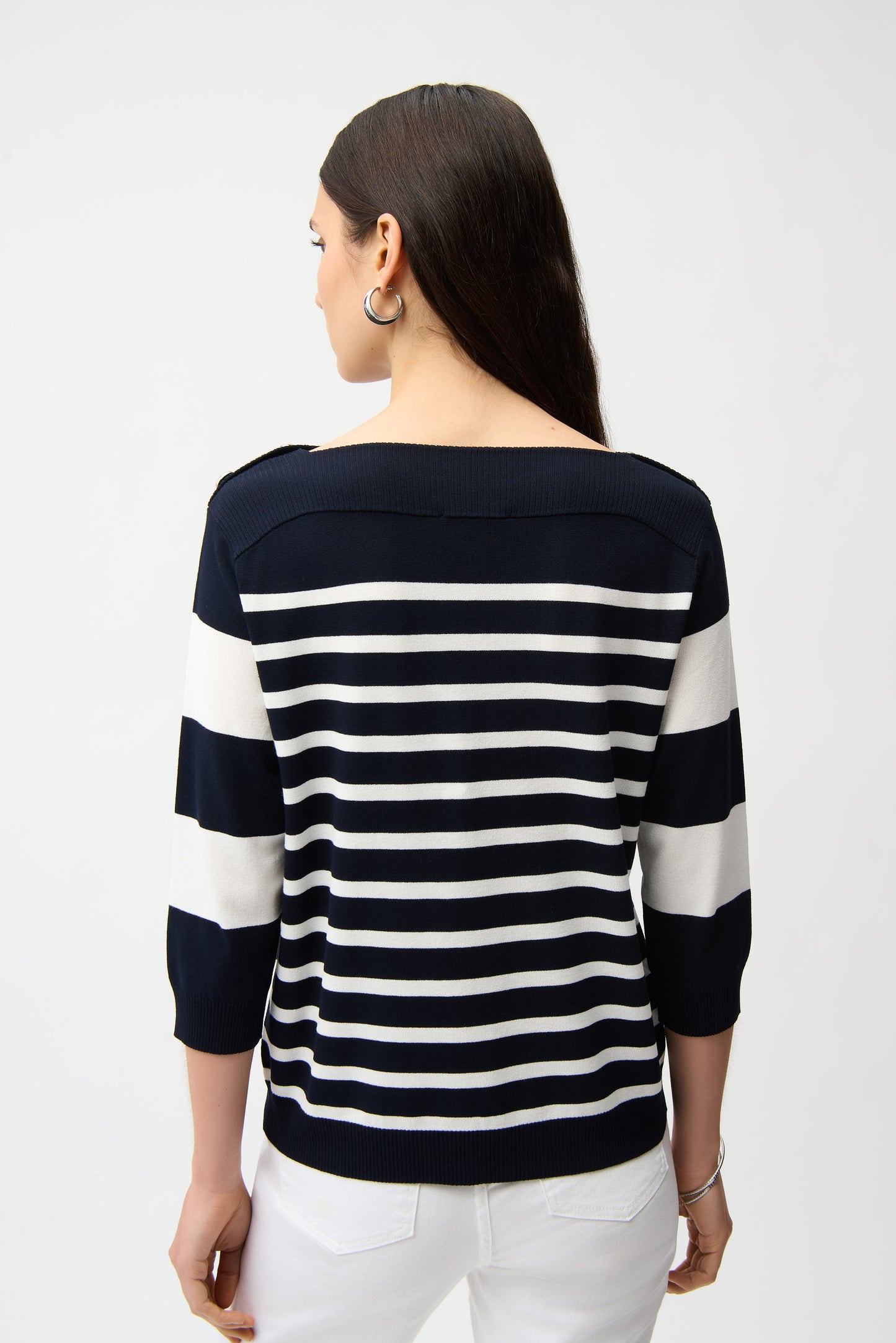 STRIPED BOAT NECK PULLOVER