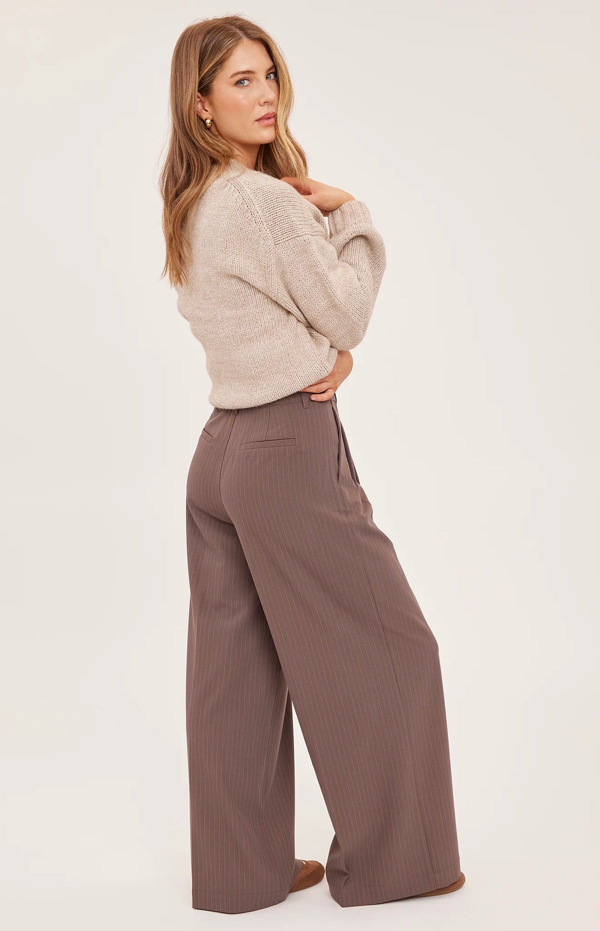 COLLINS PINSTRIPE WIDE LEG PANT
