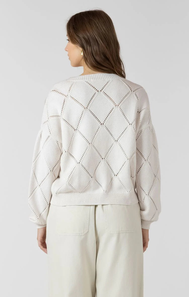 THE DELANE EMBROIDERED POINTELLE CARDI