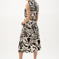 Gauze Tropical Print Fit And Flare Wrap Dress 262226
