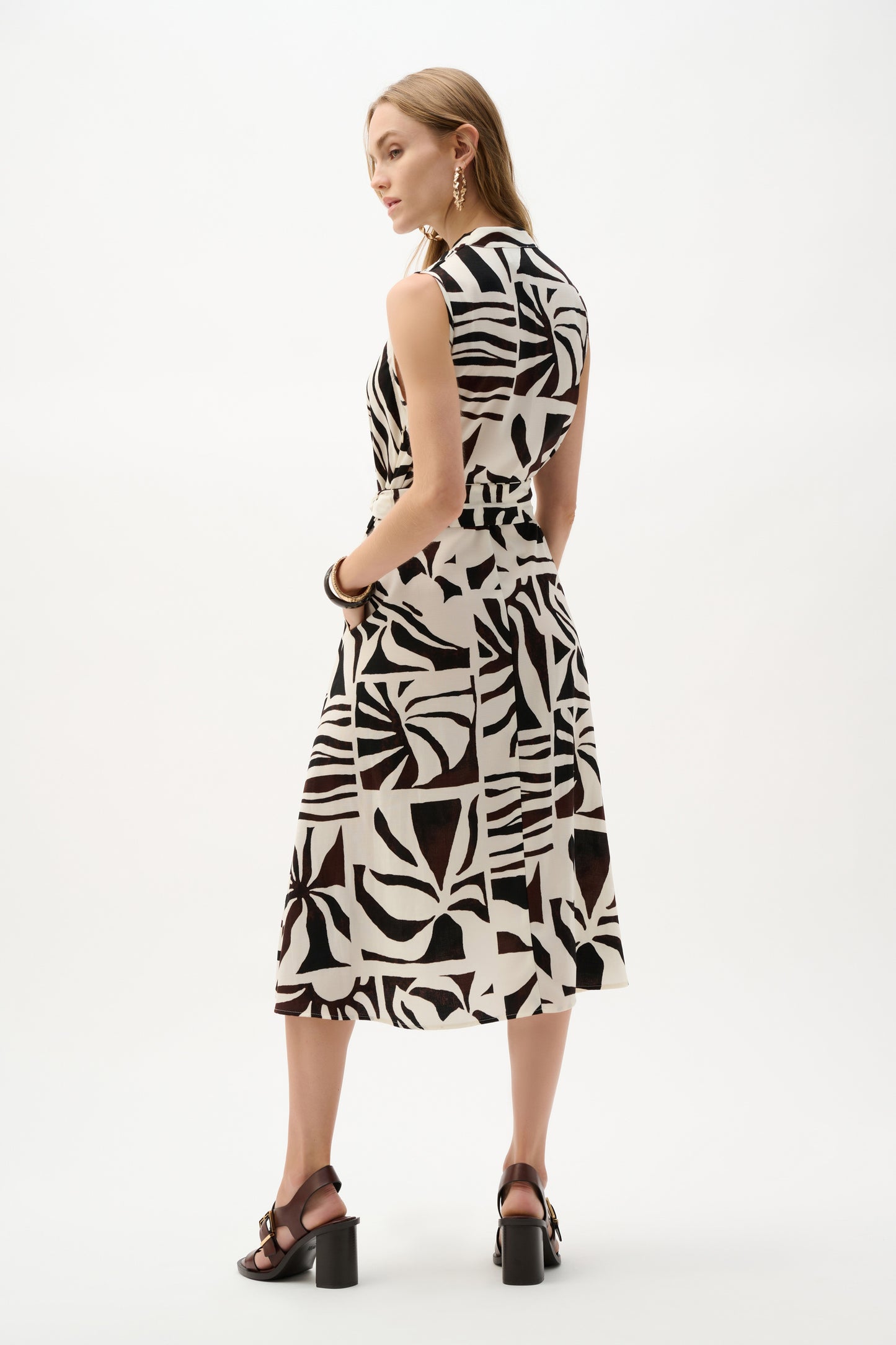 Gauze Tropical Print Fit And Flare Wrap Dress 262226