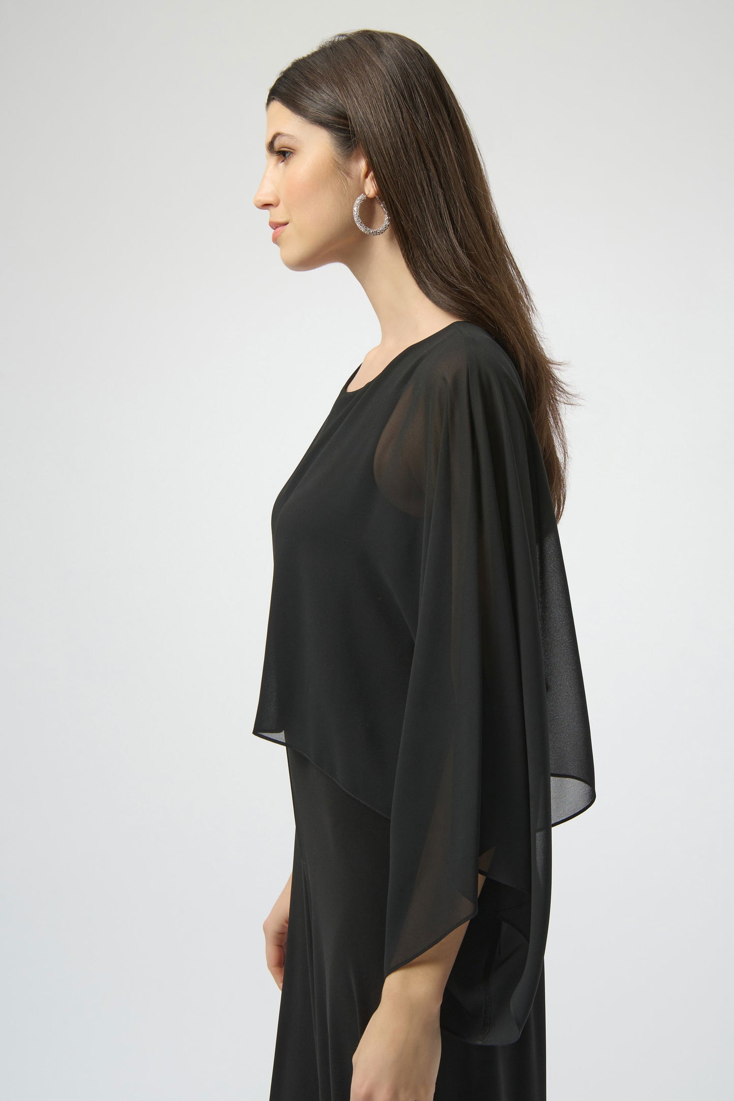 Silky Knit and Chiffon Wide Leg Jumpsuit 254055