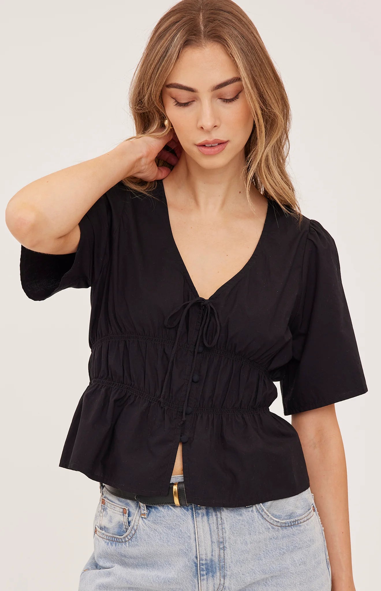 IONA COTTON TIE FRONT TOP