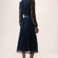SEQUINED PLEATED L/S FIT AND FLARE 254721