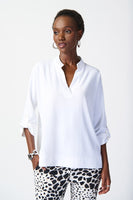 WOVEN BOXY TOP WITH DOLMAN SLEEVES 241039