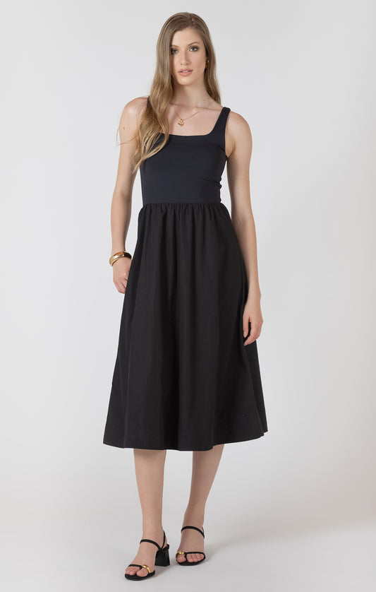 THE LATTIE MIXED FABRIC MINI DRESS