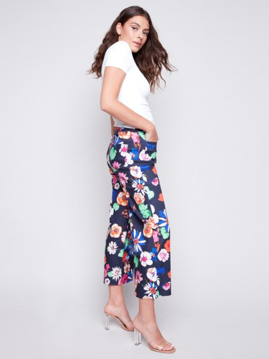 PRINTED WIDE LEG PANT WITH PATCH POCKET C5478