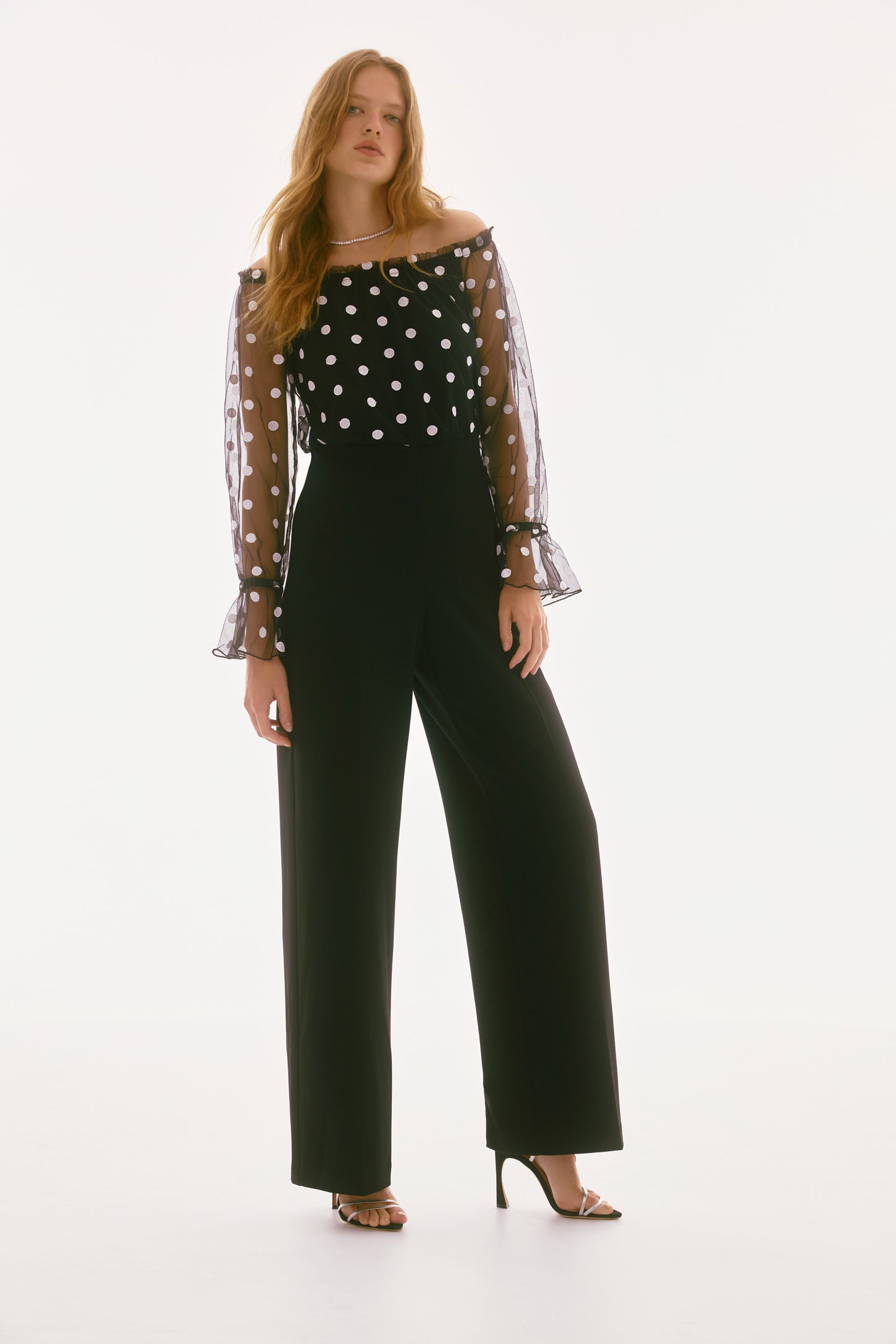 DOT MESH DOT CREPE JUMPSUIT 251708