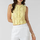 THE AMITY LACE CUTOUT BUTTON FRONT TANK