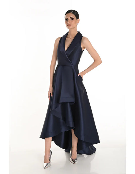 LYMAN HI-LOW COLLARED DRESS