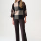 PLAID BOXY SWEATER W/ FUNNEL NECK