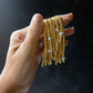 LENNY & EVA 3MM GOLD W/SILVER SPARKLE BALL STRECTH BRACELET