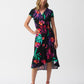 Silky Knit Tropical Print Wrap Dress 251011