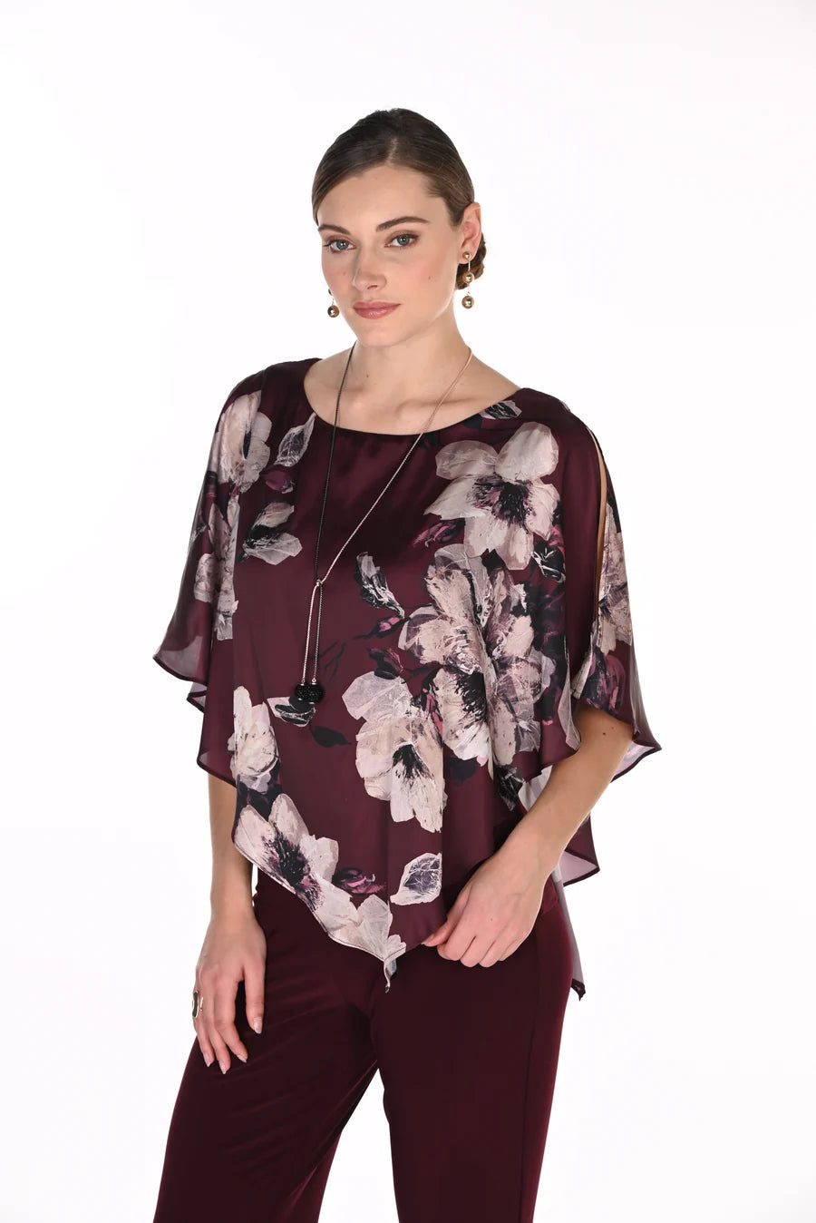 WOVEN OVERLAY FLORAL TOP 269258