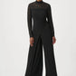 Sheer Lace Sleeve Wide-Leg Jumpsuit 264196