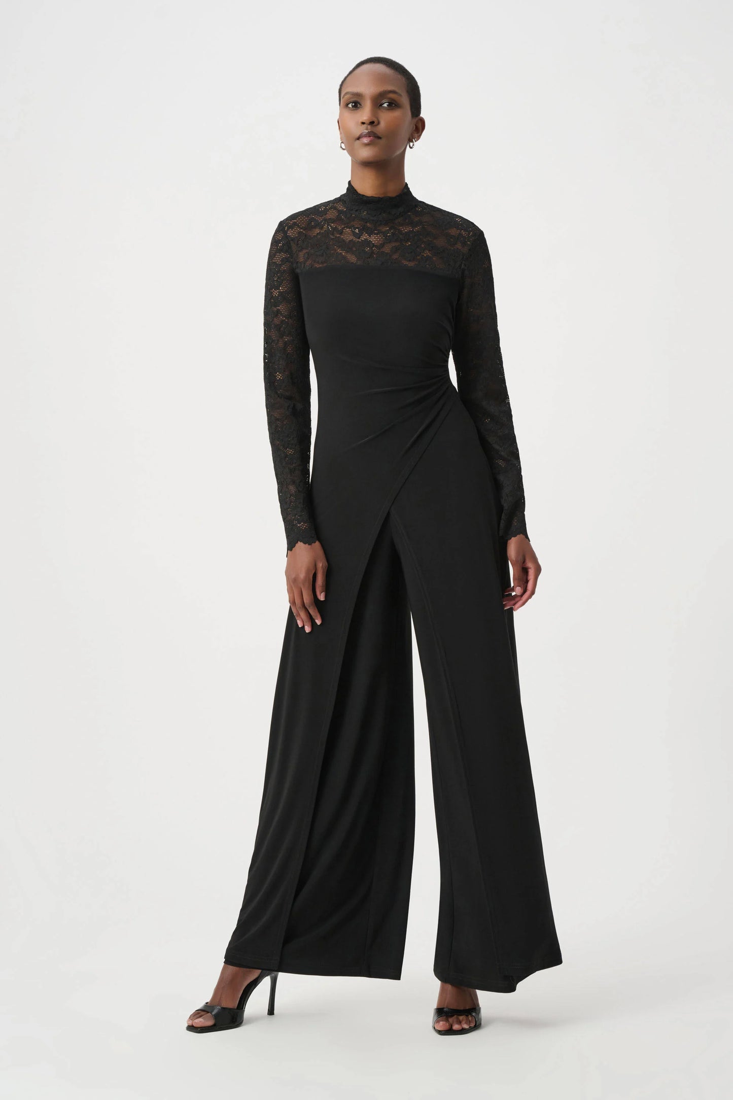 Sheer Lace Sleeve Wide-Leg Jumpsuit 264196