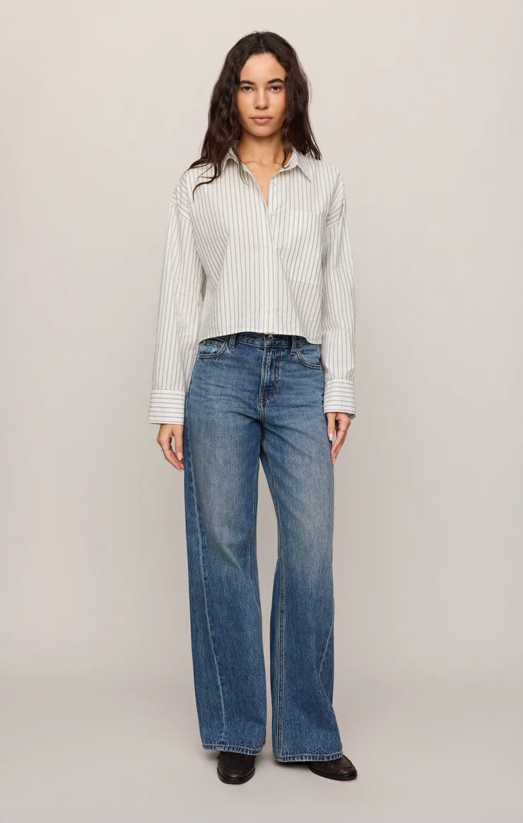 FAVORITE CROPPED STRIPED BUTTON TOP