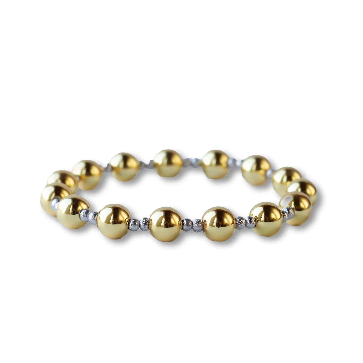 LENNY & EVA 8MM SMOOTH W/TEXTURED SILVER STRETCH BRACELET
