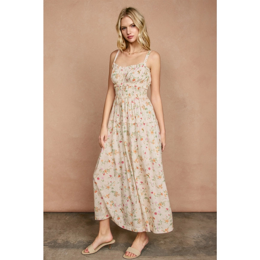 THE GILLIAN SHIRRED MIDI DRESS