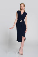 SILKY KNIT SLEEVELESS WRAP DRESS 242711