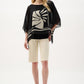 Sheer Woven Tropical Print And Silky Knit Poncho Top 262200