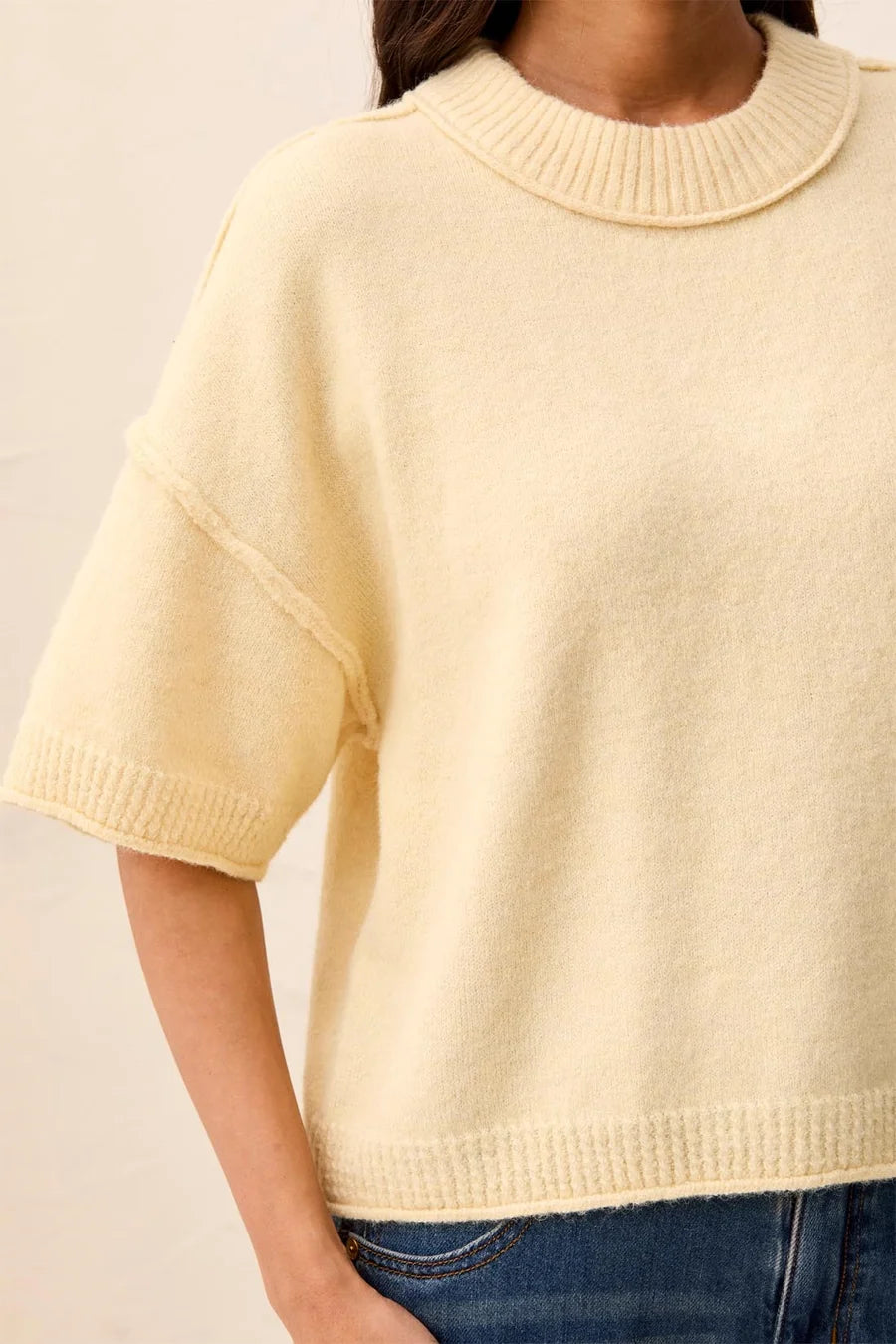 THE TRICIA LOFTY ELBOW SLV CREW NECK SWEATER