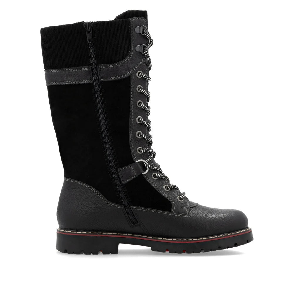 TALL LACE UP BOOTS WITH LAMBS WOOL D9380