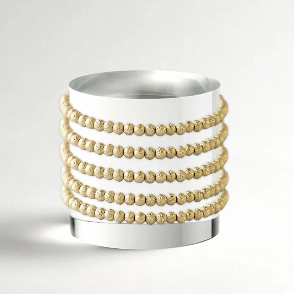 LENNY & EVA 4MM TEXTURED GOLD STRETCH BRACELET