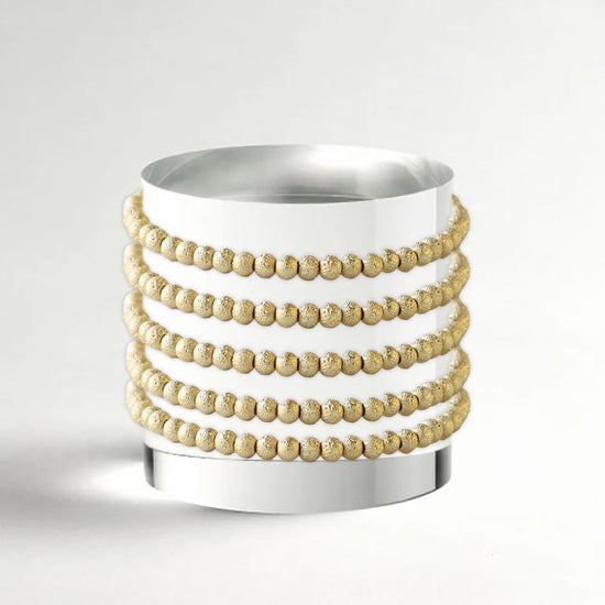 LENNY & EVA 4MM TEXTURED GOLD STRETCH BRACELET