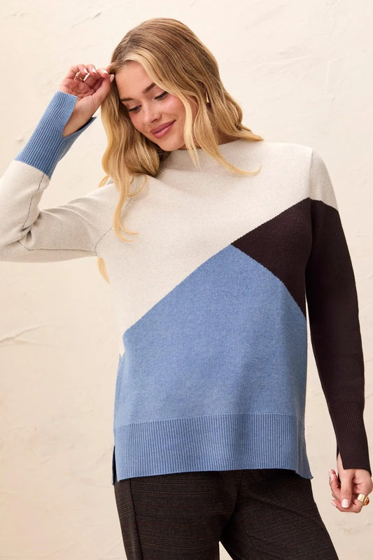 CHANTELE MOCK NECK JACQUARD SWEATER