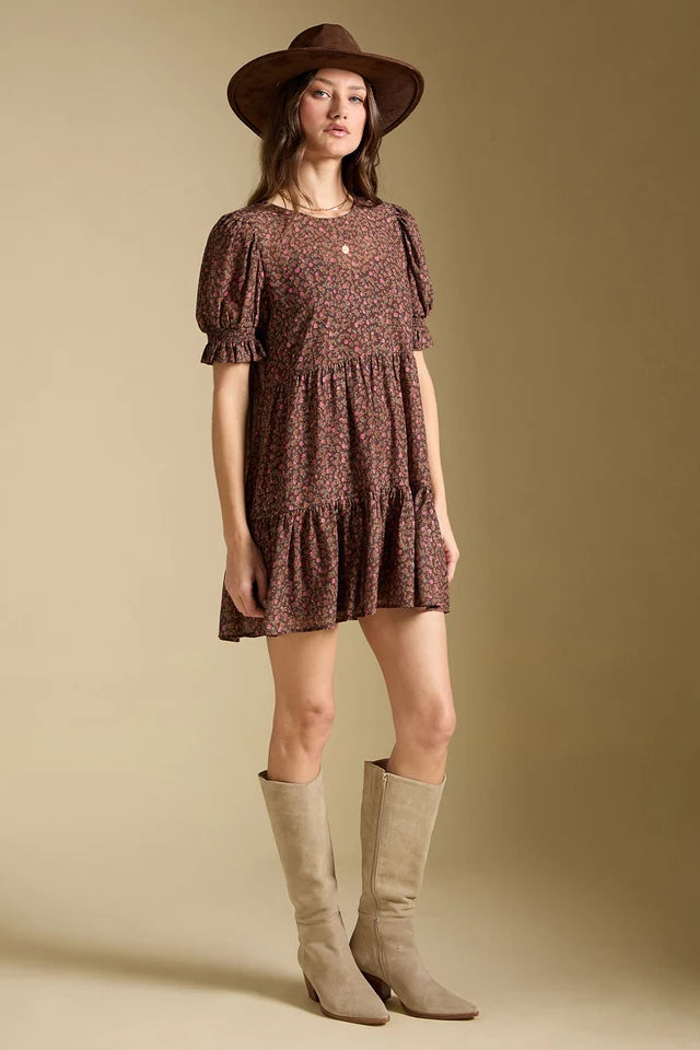 GINNA TIERED FLORAL  MINI DRESS
