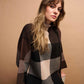 PLAID BOXY SWEATER W/ FUNNEL NECK