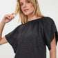 CORIE BACK DETAIL LINEN BLOUSE