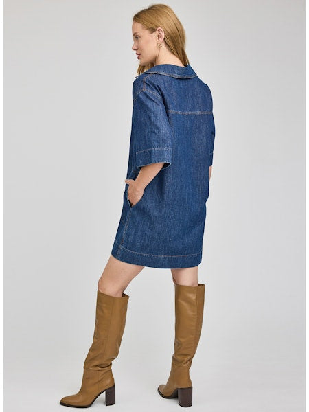 EVELINA SHORT SLEEVE DENIM DRESS