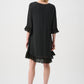 GEORGETTE RUFFLE TRIM TRAPEZE DRESS