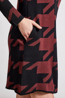 TRIBAL FUNNEL NECK JACQUARD SWEATER DRESS 5664O