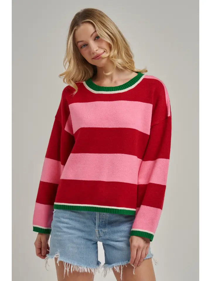 COZY HOLIDAY CHRISTMAS STRIPED SWEATER