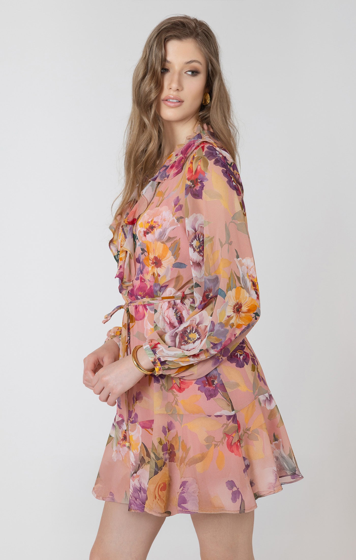 THE NIXIE RUFFLE DETAIL BELTED MINI DRESS