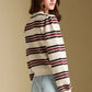 ARELLA STRIPE BUTTON UP SWEATER