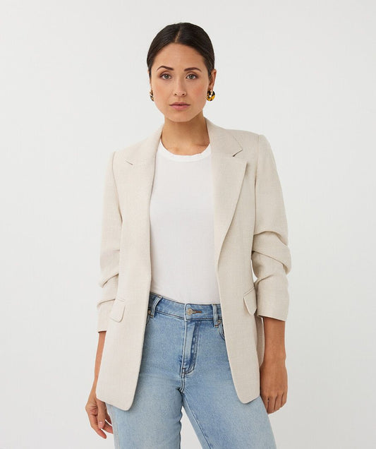 THE PIPER LINED ROUCHED SLEEVE BLAZER