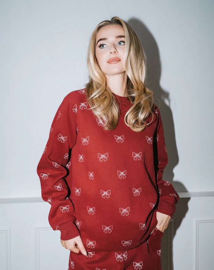 ALL OVER BOW BIG SISTER CREWNECK SWEATSHIRT