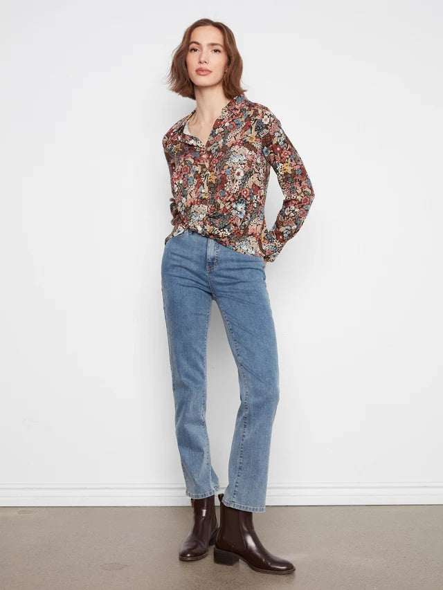 THE CARA  TWIST FRONT SHIRT W/ BUTTONS