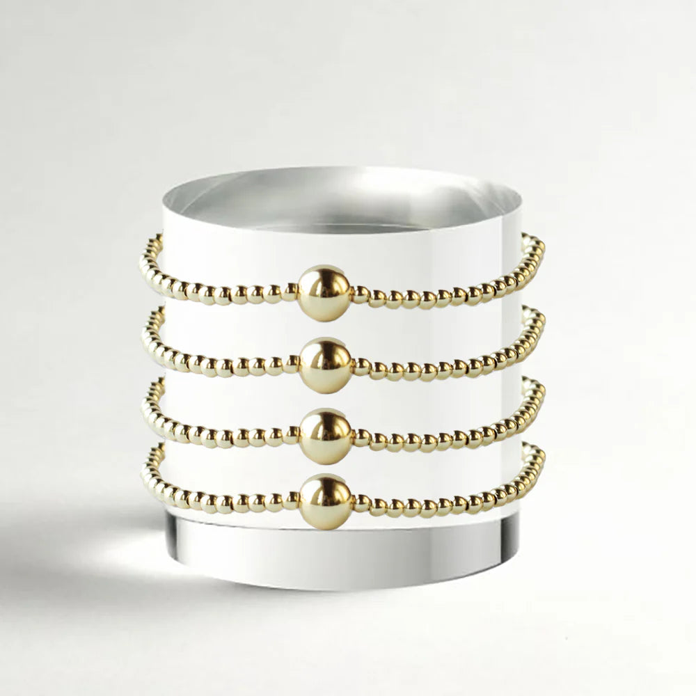 LENNY & EVA 3MM SMOOTH GOLD WITH BALL STRETCH BRACELT