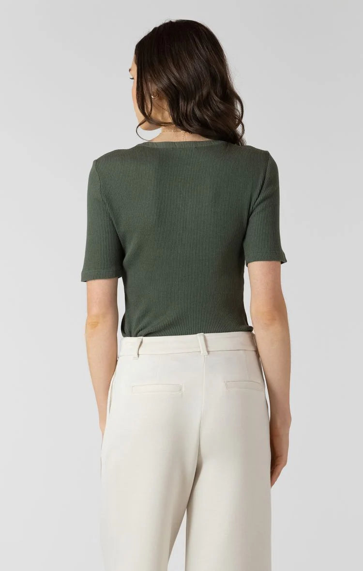 THE LILY RIBBED LACE UP TEE
