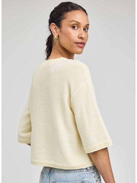 GENEVIEVE 3/4 SLV BUTTON UP SWEATER