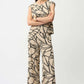 Recycled Woven Abstract Print Wide Leg Pull-On Pants 261126