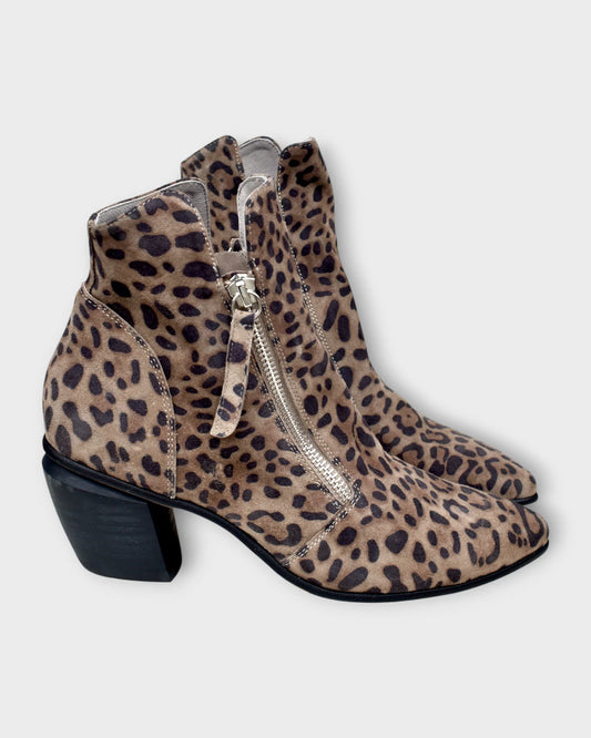 JAZZY ANIMAL PRINT HEELED ANKLE BOOT