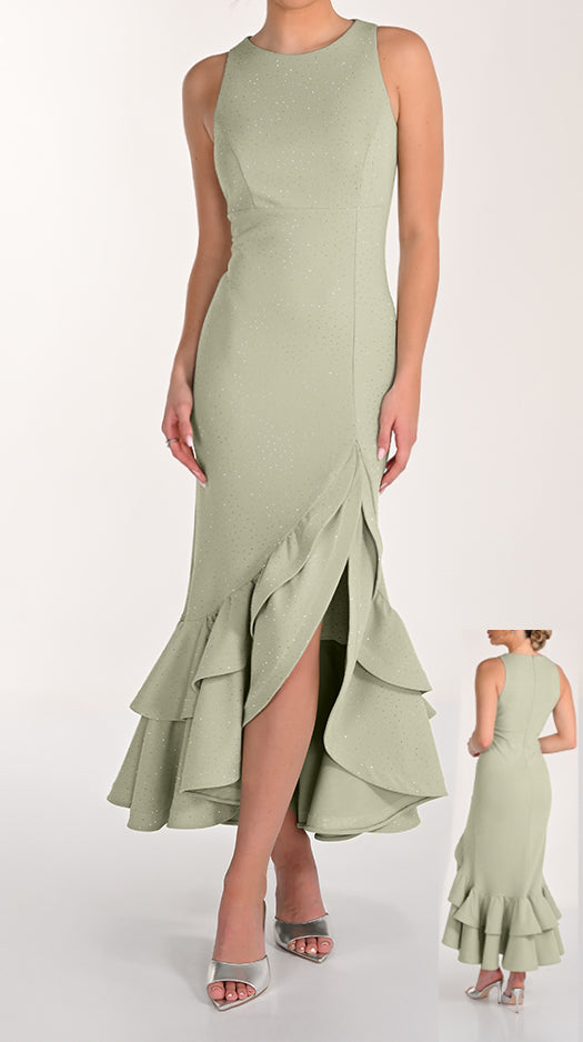 LONG GOWN WITH SPARKLE AND RUFFLE BOTTOM 268240