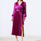 SATIN PLEATED MIDI DRESS 243771