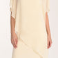 WOVEN DRESS WITH BLING AND ASSYMETRICAL OVERLAY 268068